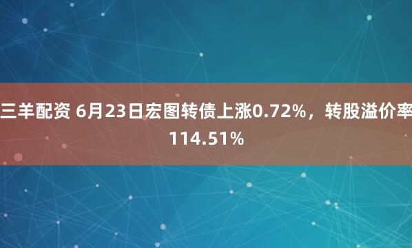 三羊配资 6月23日宏图转债上涨0.72%，转股溢价率114.51%