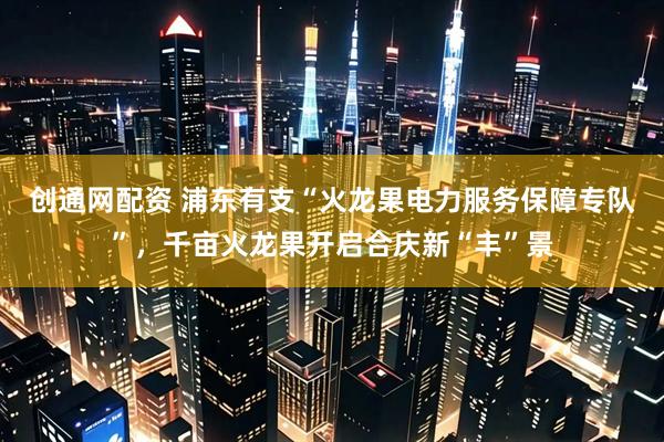创通网配资 浦东有支“火龙果电力服务保障专队”，千亩火龙果开启合庆新“丰”景