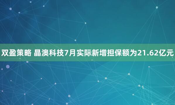 双盈策略 晶澳科技7月实际新增担保额为21.62亿元